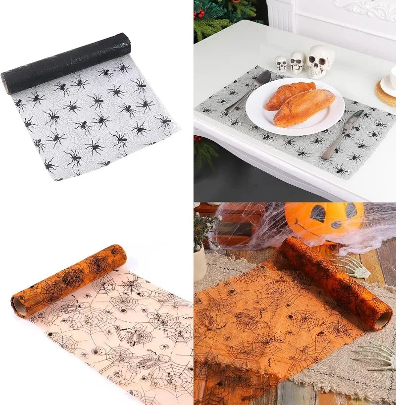 Lot de 6 Rouleaux d'Étoffes d'Halloween Toiles d'Araignée