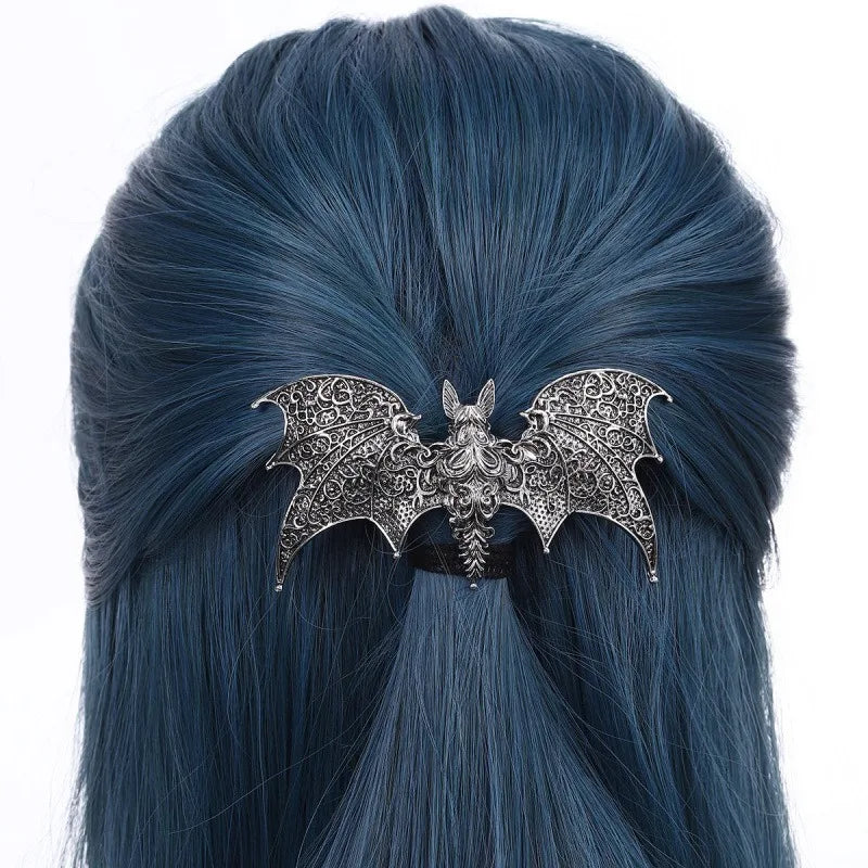 Attache-Cheveux Chauve-Souris en Métal Filigrane Argenté