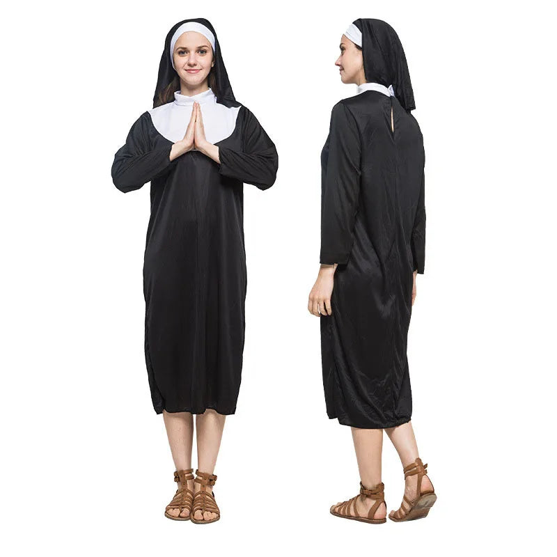 Costume de Nonne Noir et Blanc à Voile
