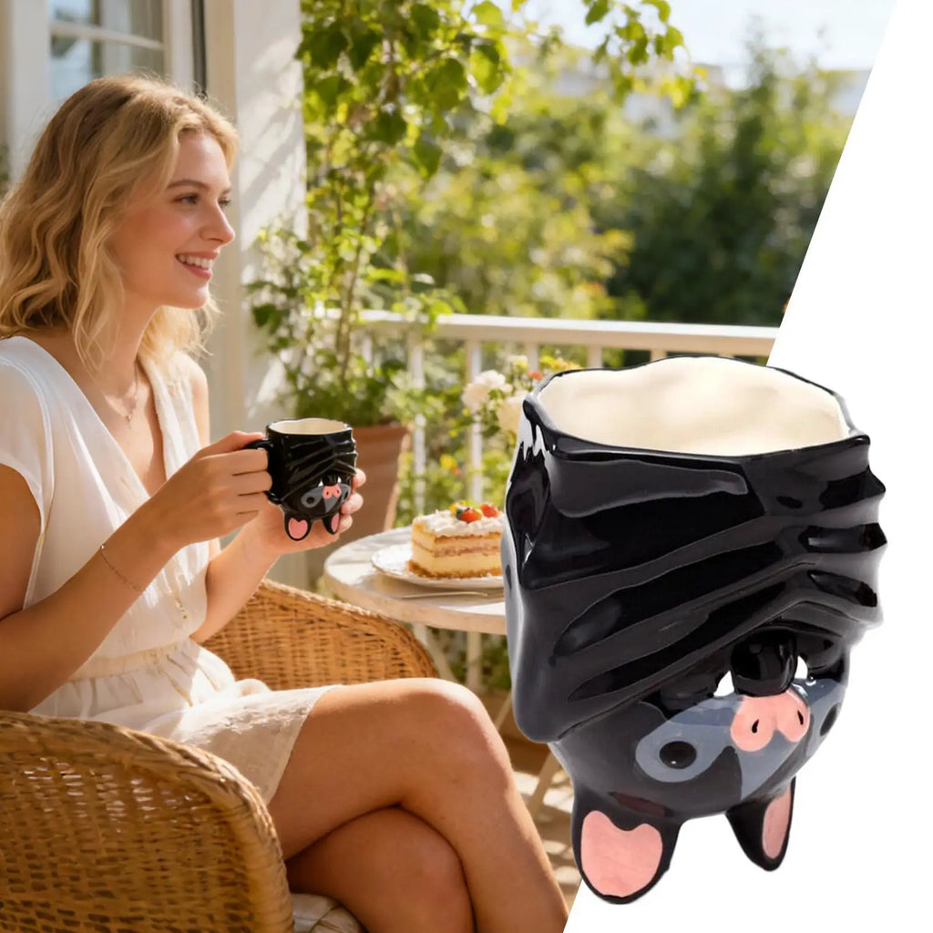 Mug Chauve-Souris en Céramique Noir Brillant