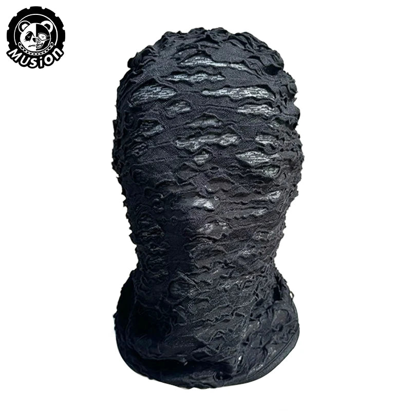 Masque Intégral Noir en Tissu Effet Déchiré