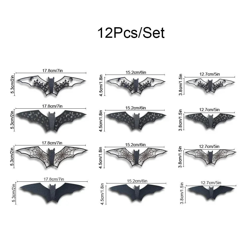Chauve-Souris en Papier Noir Découpées 3D