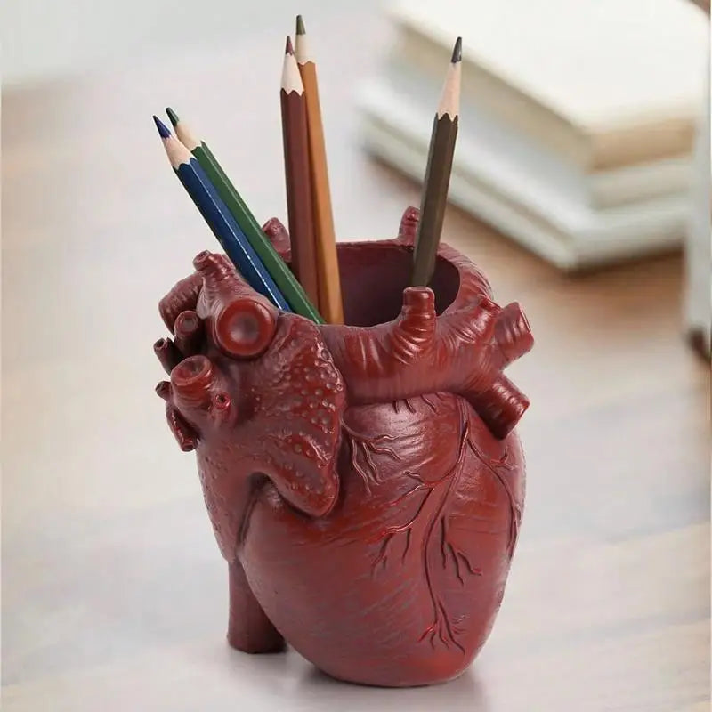 Porte-Crayons Cœur Anatomique Rouge Foncé