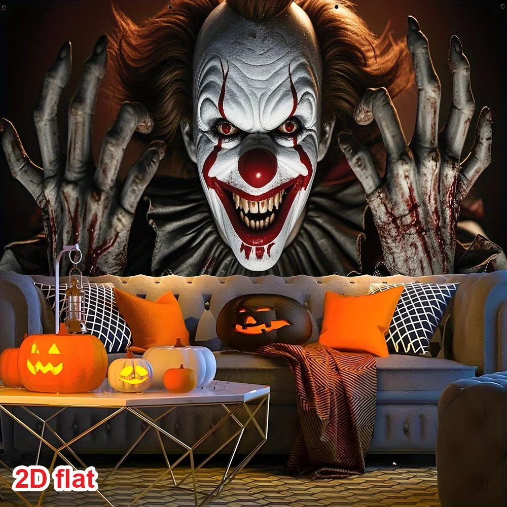 Bannière de Garage Clown Horreur aux Mains Ensanglantées