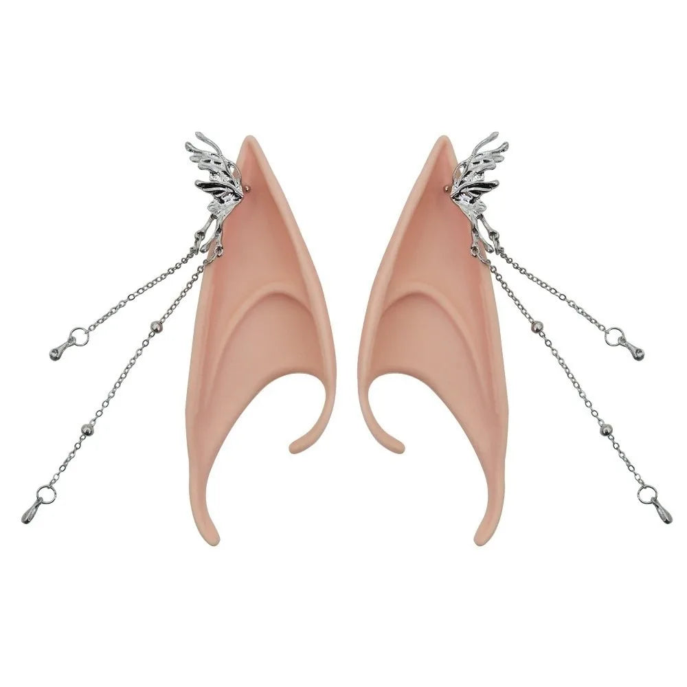 Oreilles d'Elfe en Silicone Rose Chair à Croix et Chaînes