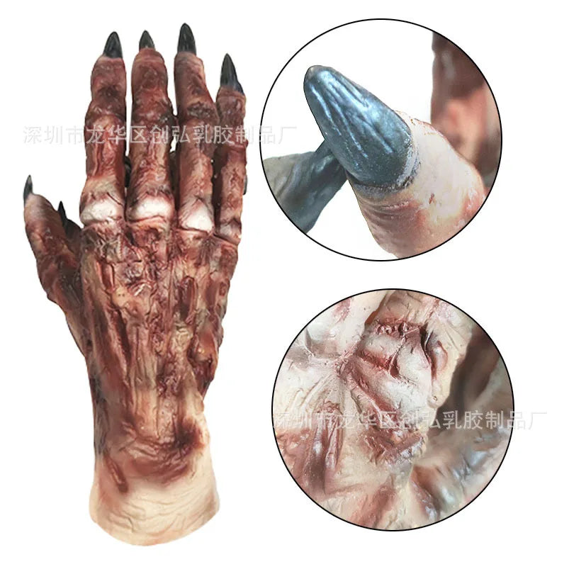 Mains d'Horreur de Zombie en Latex Sanguinolent