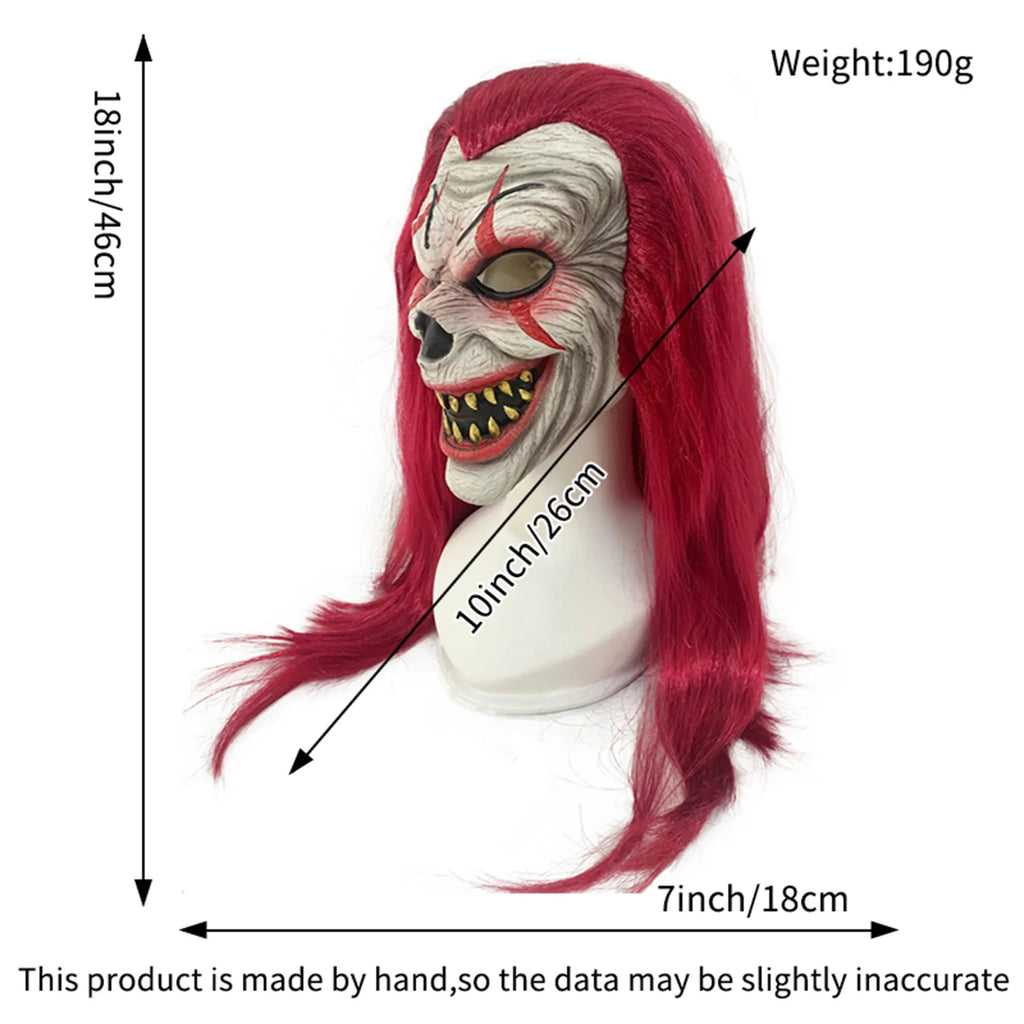 Masque de Clown Maléfique avec Cheveux Rouges