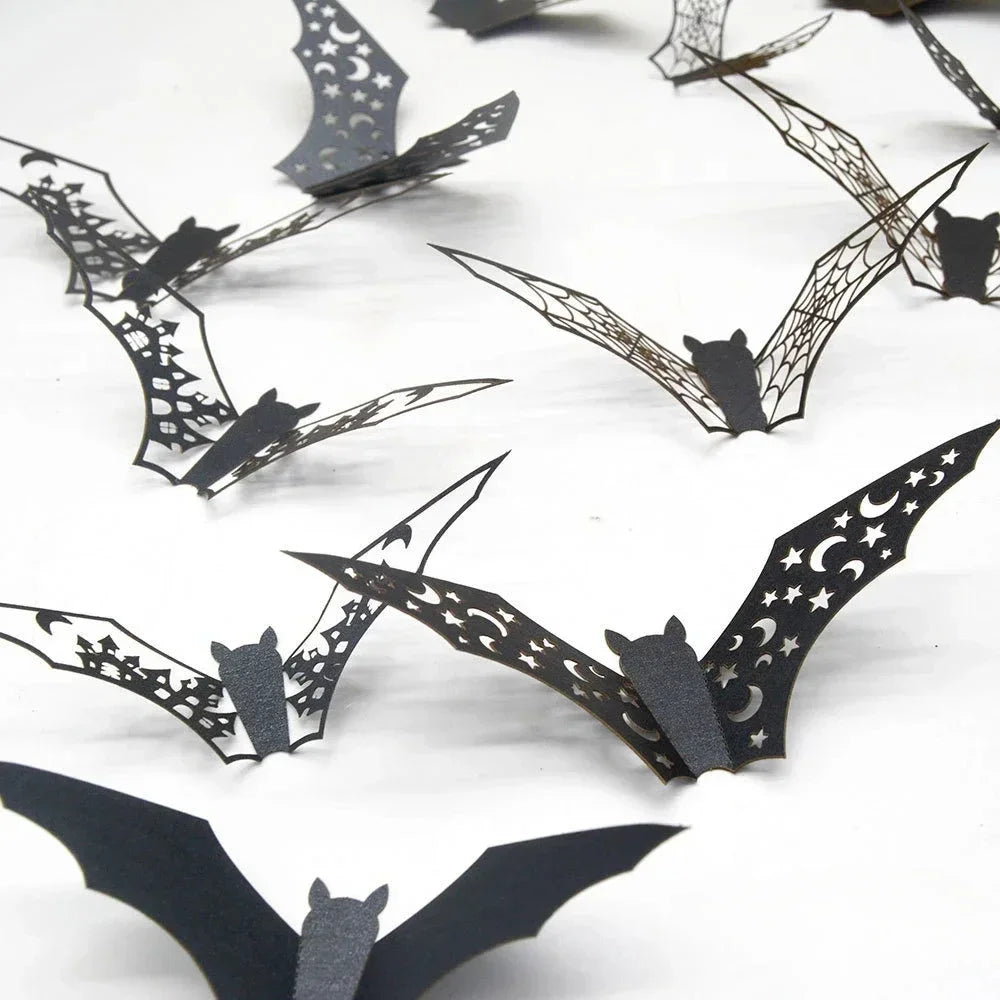 Chauve-Souris en Papier Noir Découpées 3D