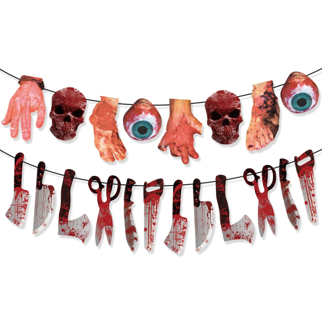 Guirlande Horreur d'Halloween Membres Coupés et Outils