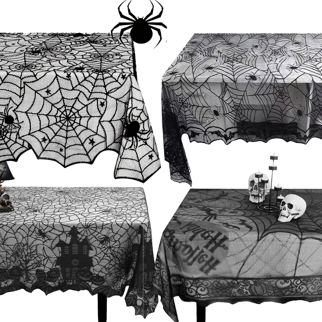 Nappe Halloween en Dentelle Noire Toile d'Araignée