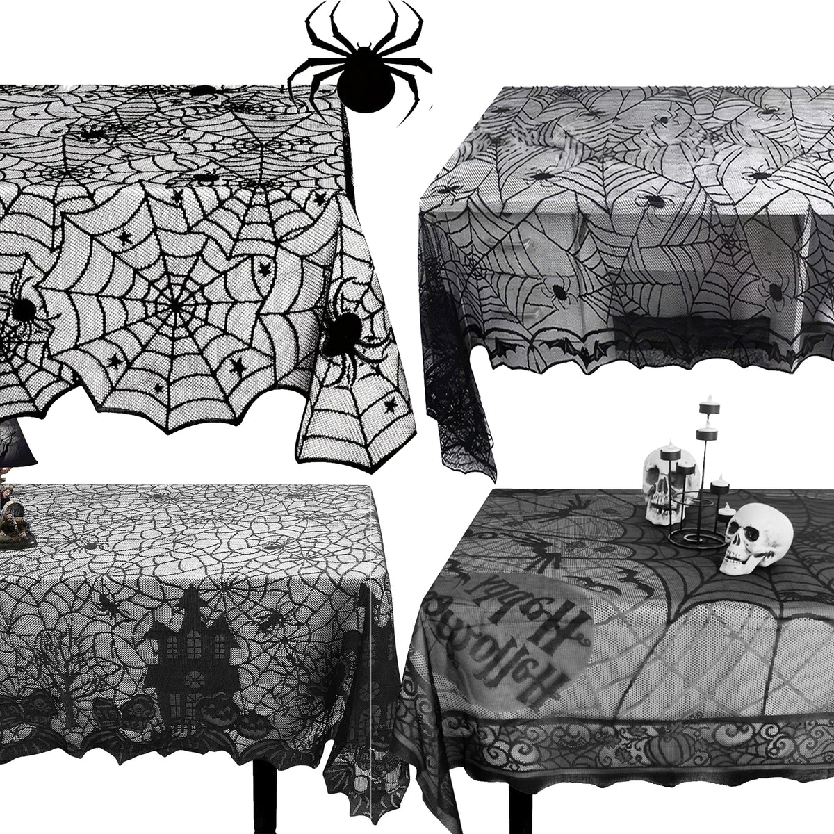 Nappe Halloween en Dentelle Noire Toile d'Araignée