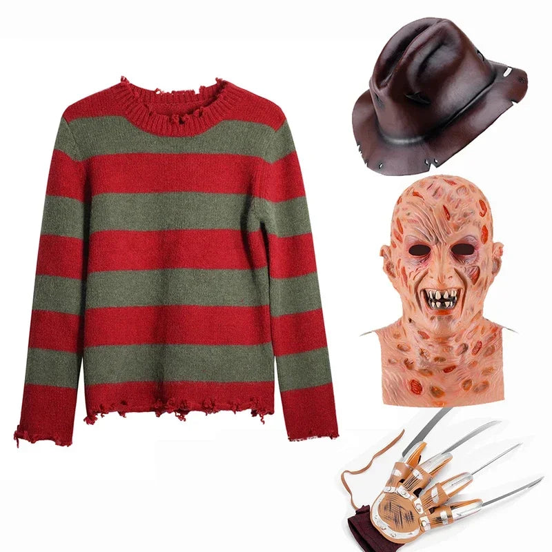Déguisement Freddy Krueger : Pull Démoli, Masque et Gant