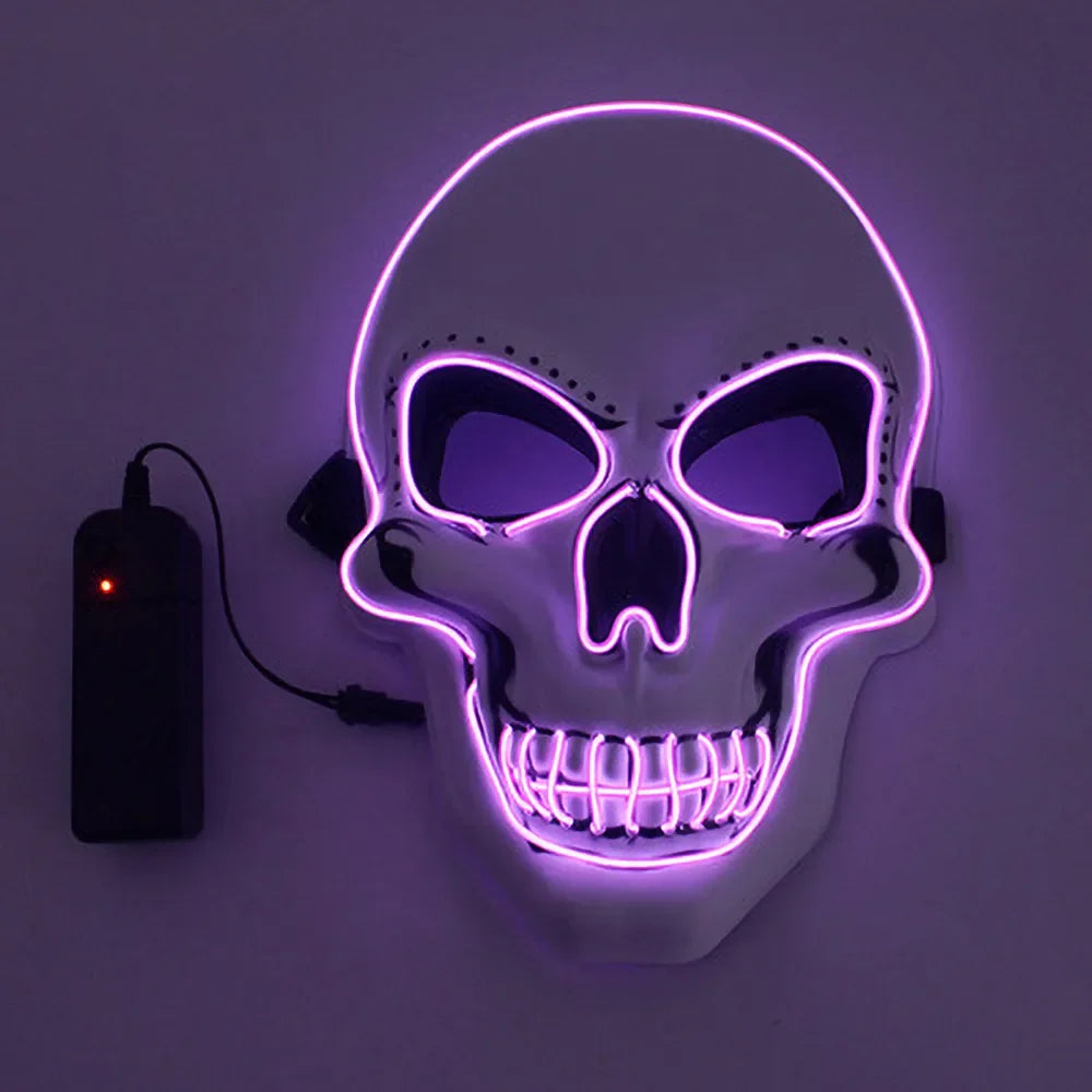Masque Tête de Mort Lumineux Néon Rose Fuchsia