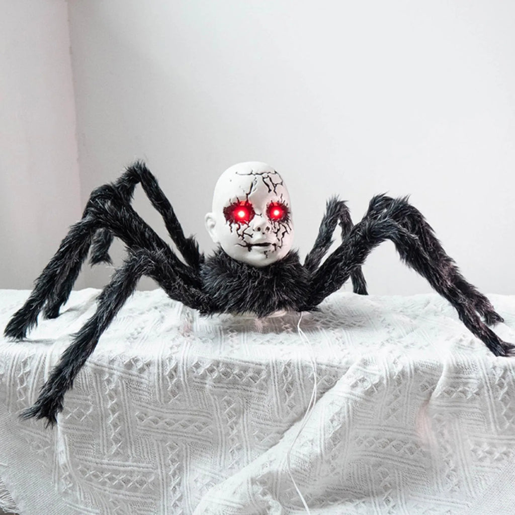 Araignée Géante d'Halloween à Tête de Poupée Fissurée