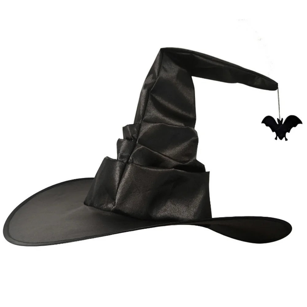 Chapeau de Sorcière Noir Segmenté à Large Bord