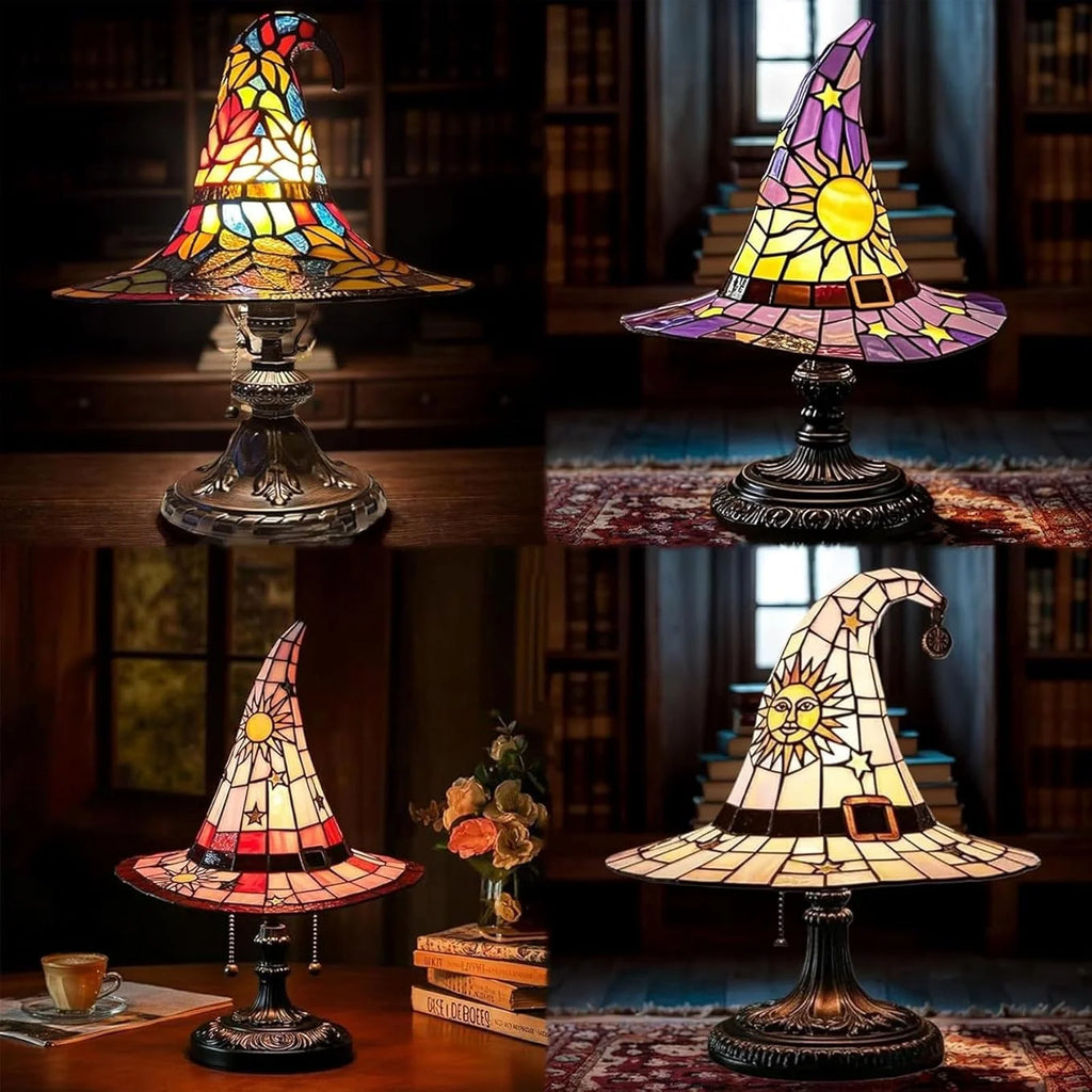Lampe de Table en Verre Teinté Chapeau de Sorcière