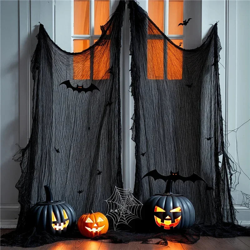 Tissu d'Épouvante Noir Déchiré, Lot de 10