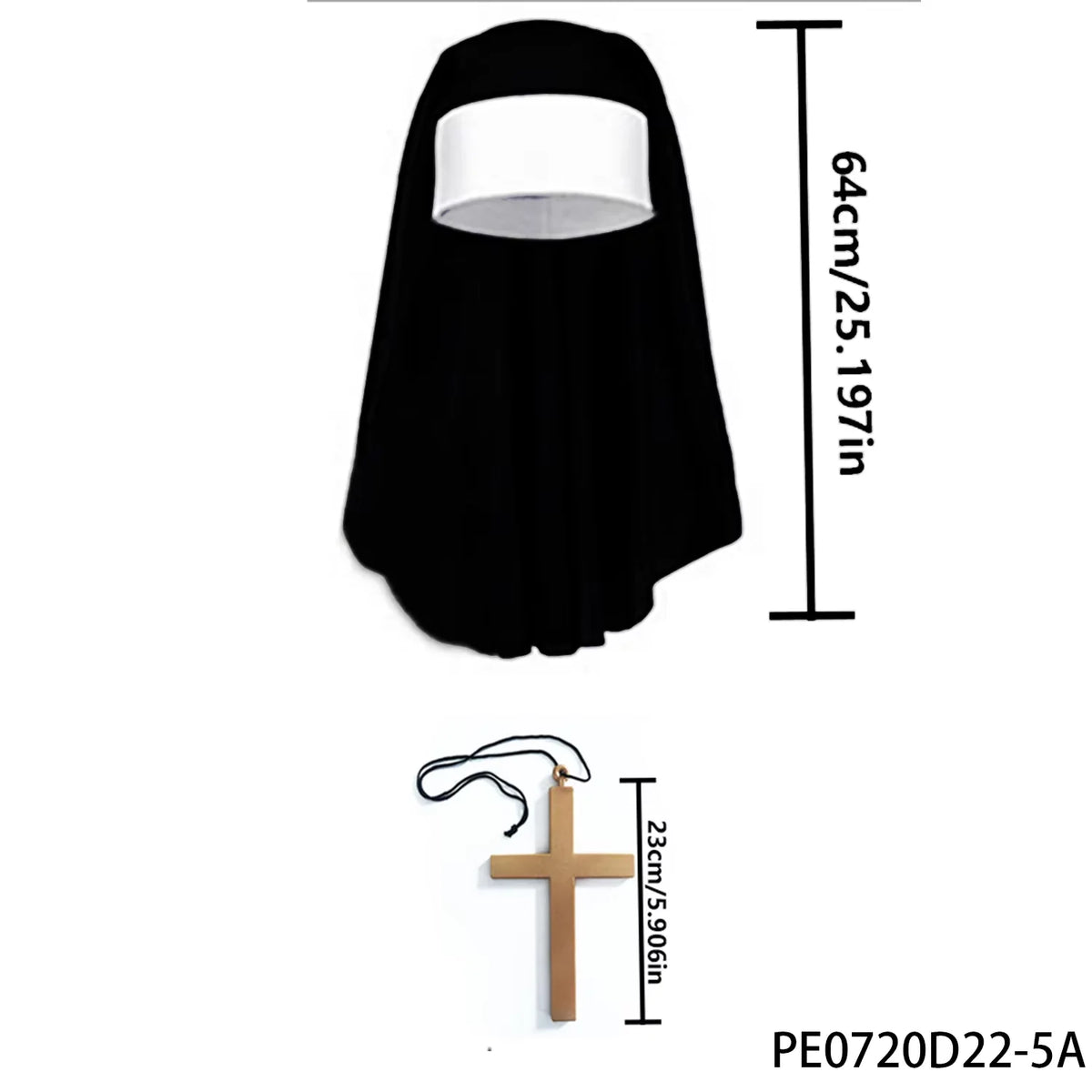 Déguisement de Nonne Sexy Noir à Fentes et Croix