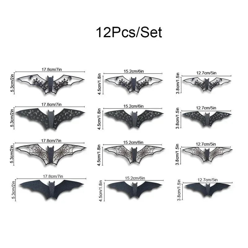 Chauve-Souris en Papier Noir Découpées 3D