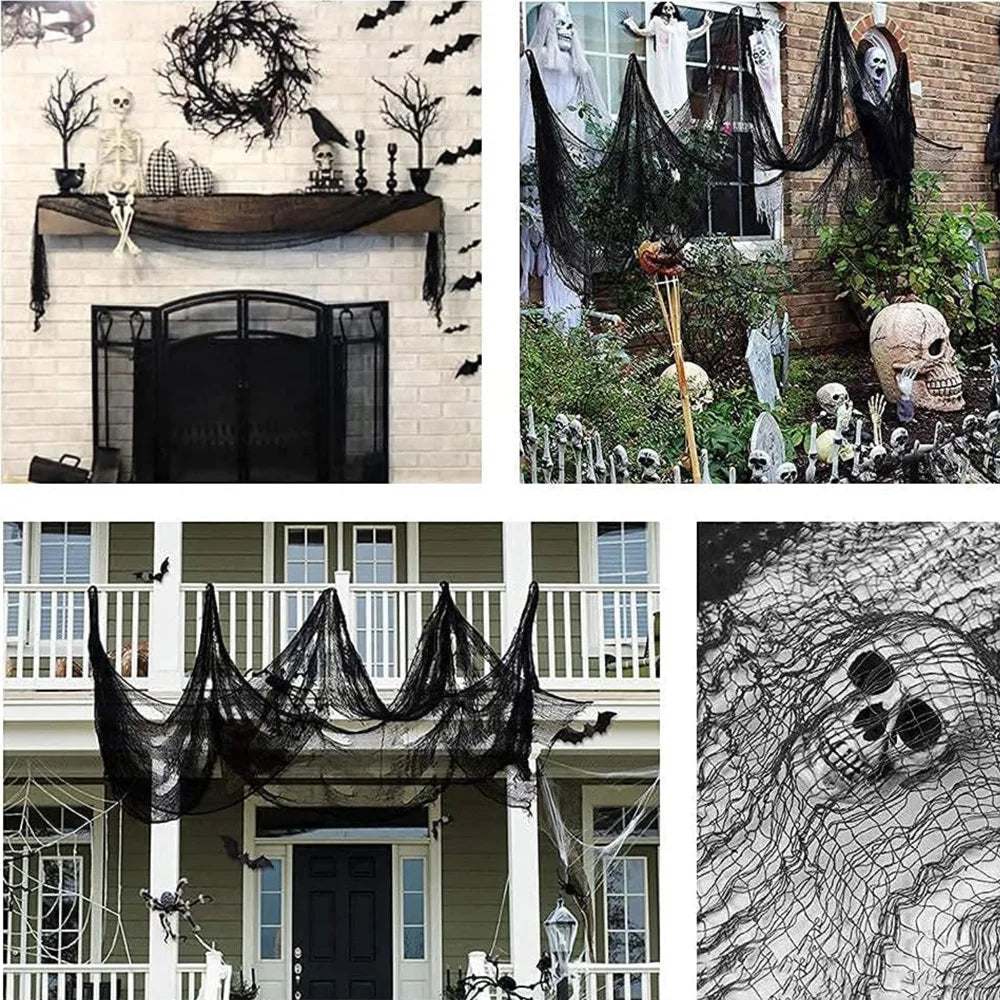 Tissu Hanté Noir Déchiré pour Halloween