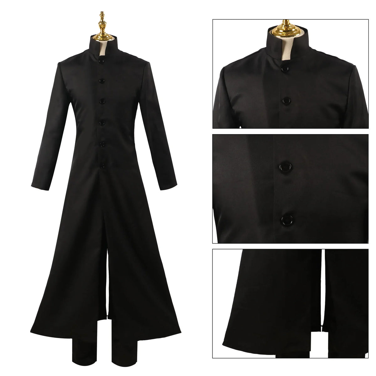 Costume Neo Matrix Noir avec Manteau Long et Lunettes