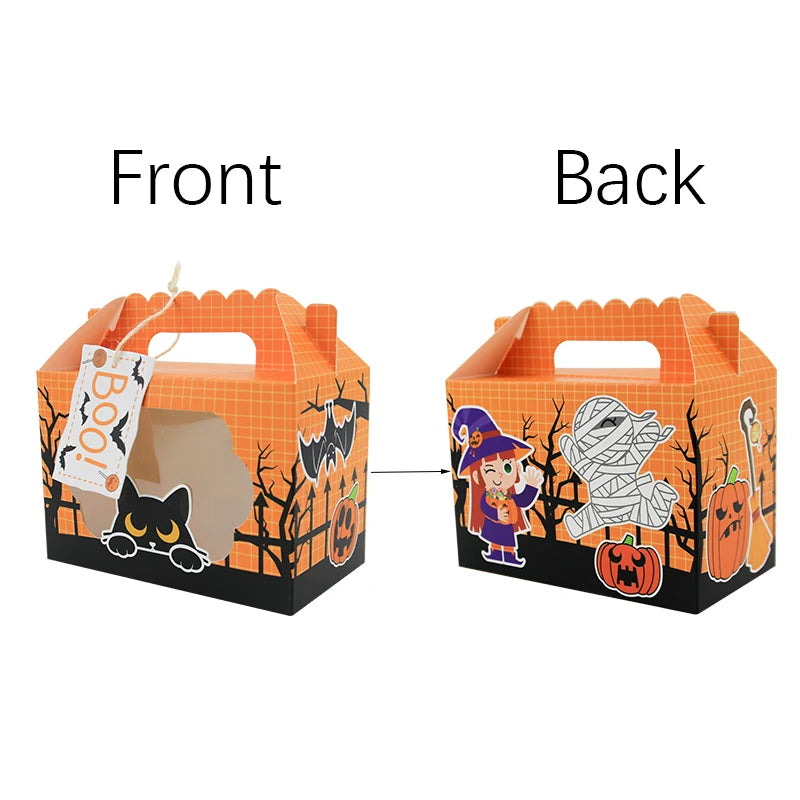 Lot de 4 Boîtes à Friandises d'Halloween avec Fenêtre