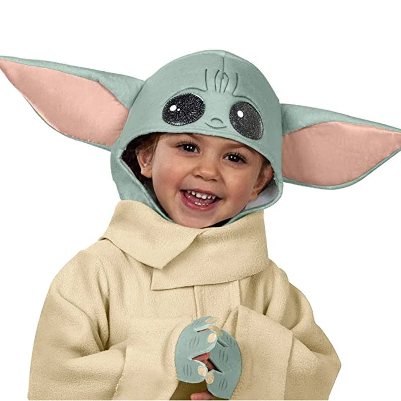 Déguisement Enfant Grogu à Robe Crème et Capuche Peluche