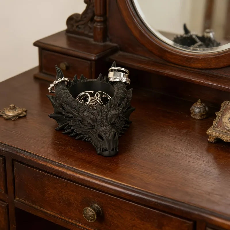 Vide-Poche Dragon Noir Mat en Résine