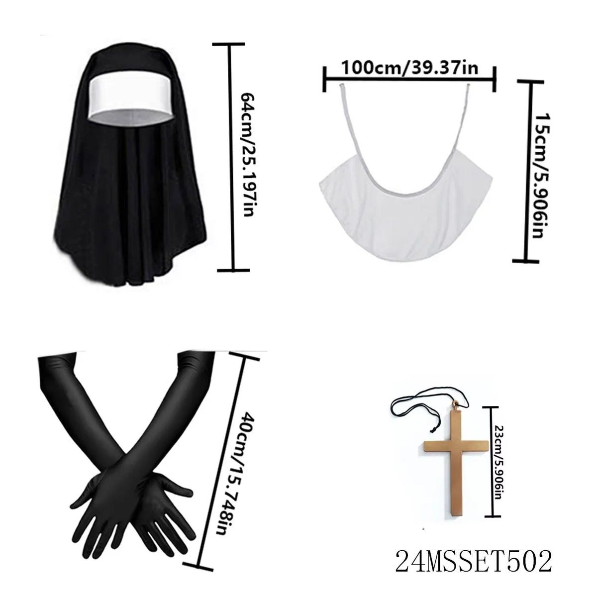 Déguisement de Nonne Sexy Noir à Fentes et Croix