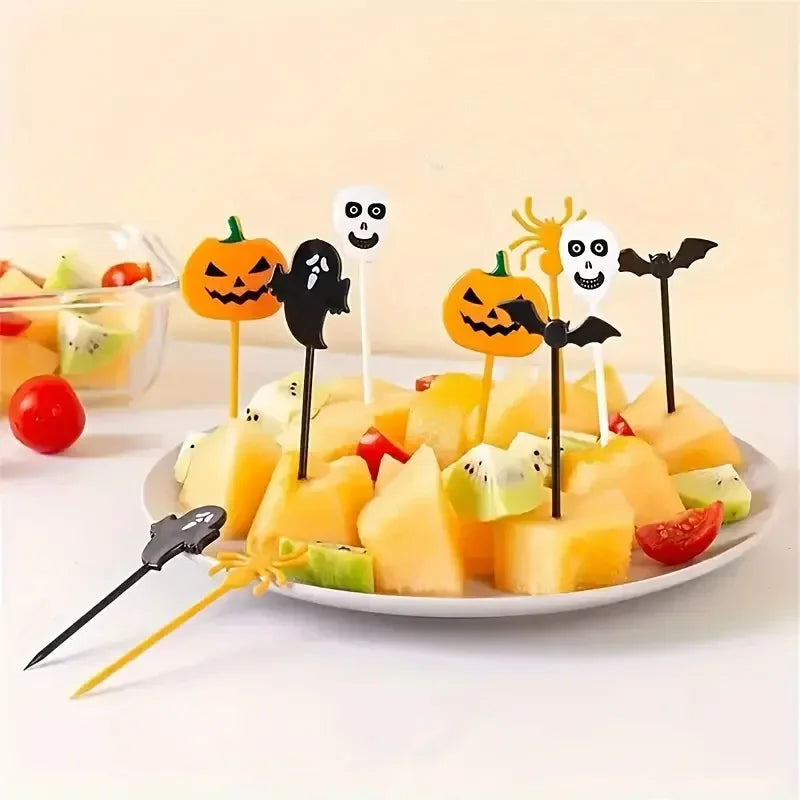 Piques à Gâteaux Halloween Fantômes, Crânes et Citrouilles