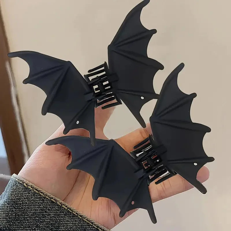 Pince à Cheveux Ailes de Chauve-souris Gothique Noire