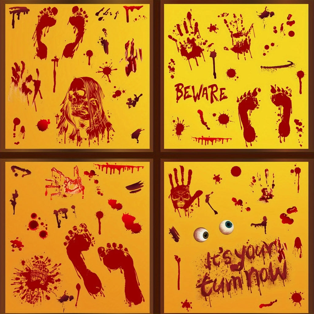 Décoration d'Halloween Sanglante avec Zombie et Empreintes