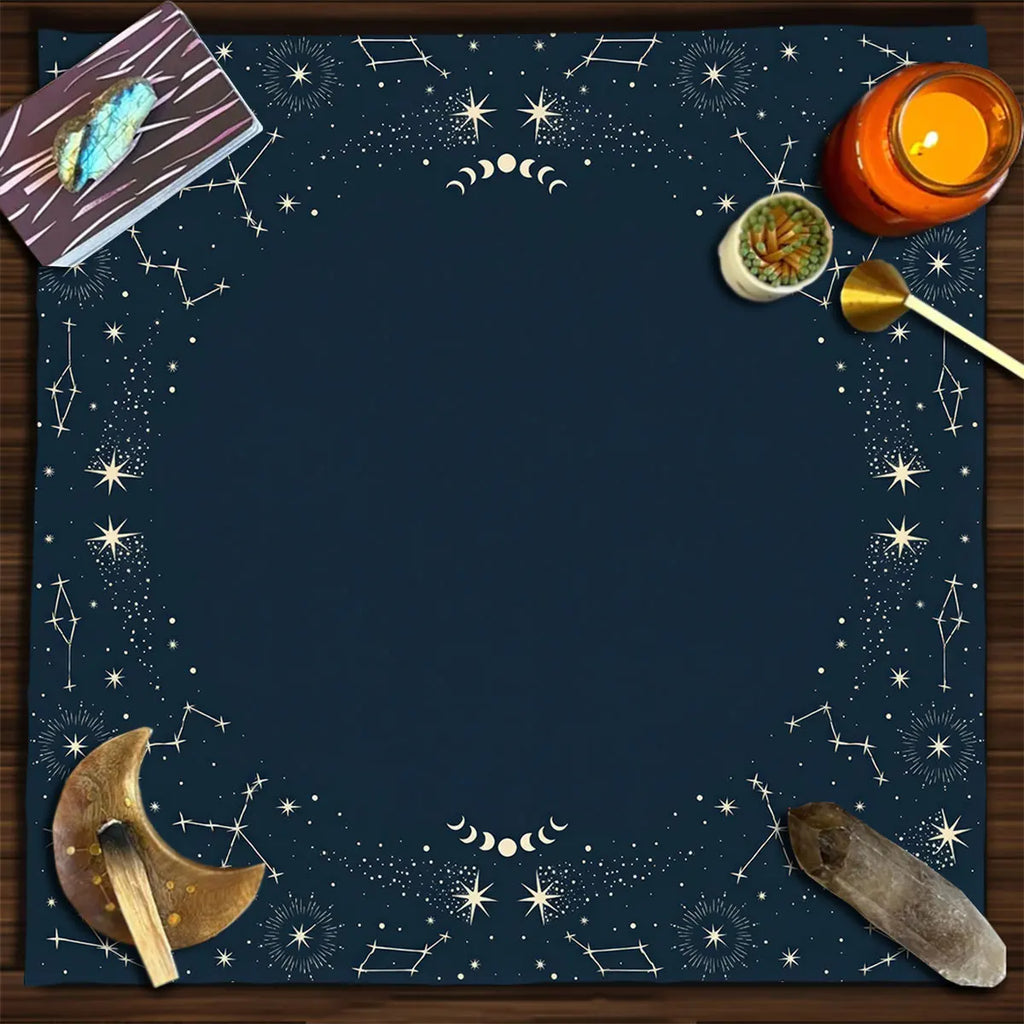 Tapis de Divination Astrologique Noir et Doré