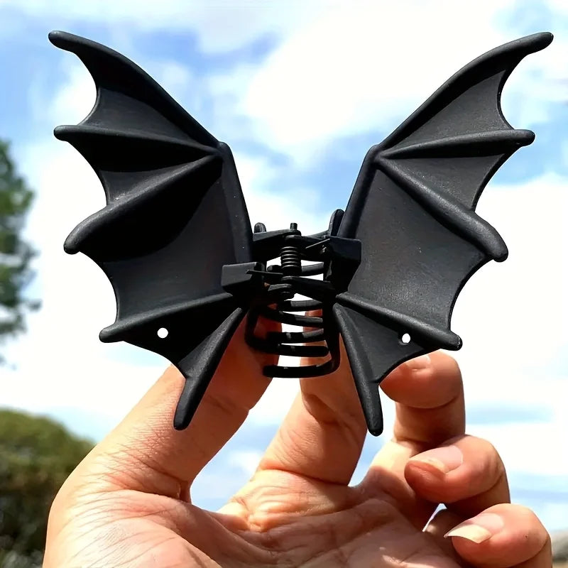 Pince à Cheveux Ailes de Chauve-souris Gothique Noire