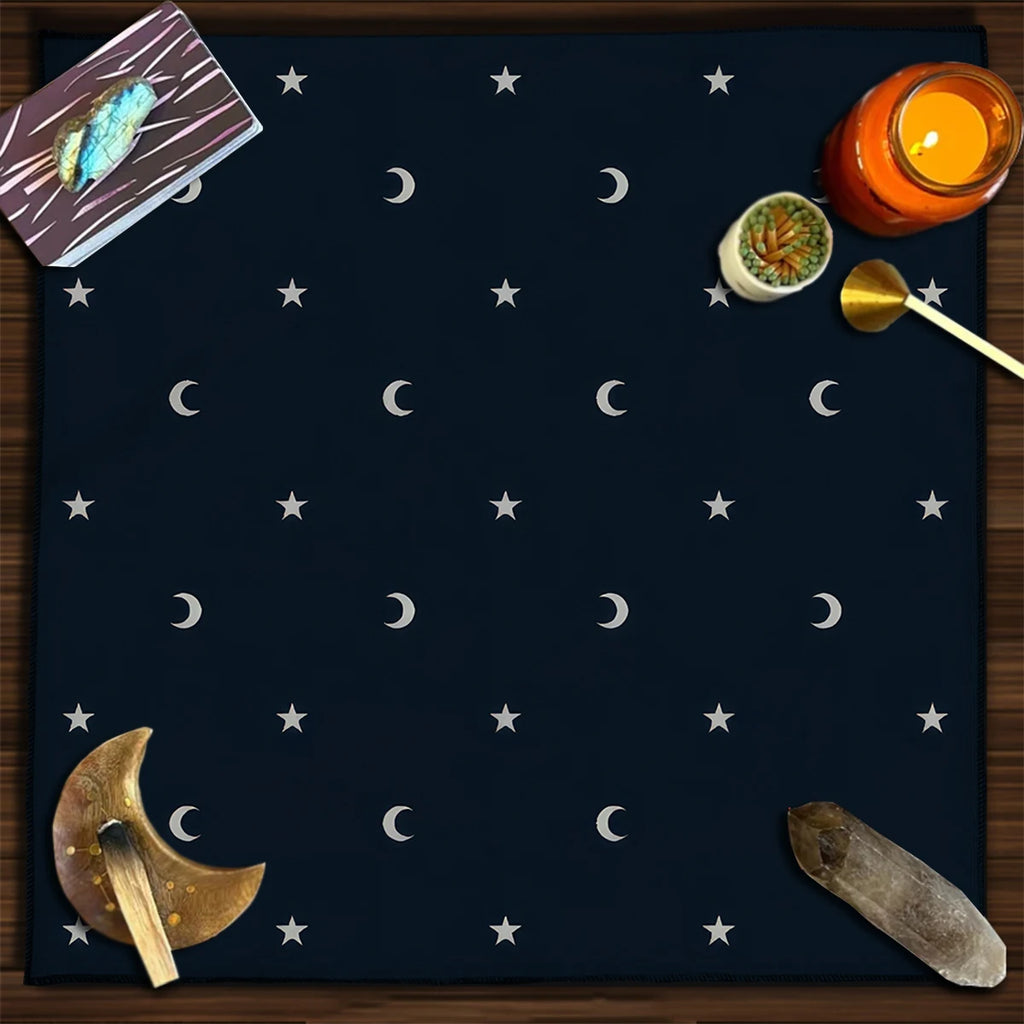 Tapis de Divination Astrologique Noir et Doré