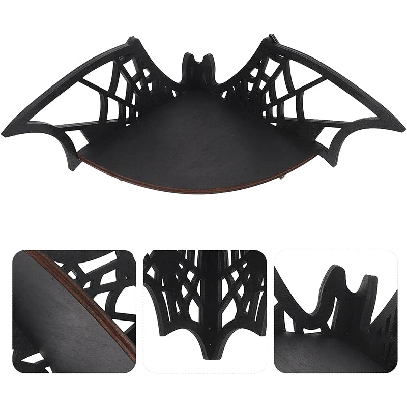 Étagère d'Angle Noire Chauve-souris à Toile d'Araignée