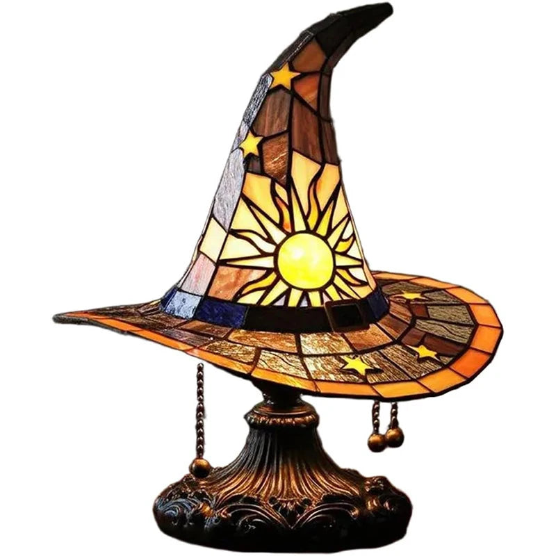 Lampe de Table en Verre Teinté Chapeau de Sorcière
