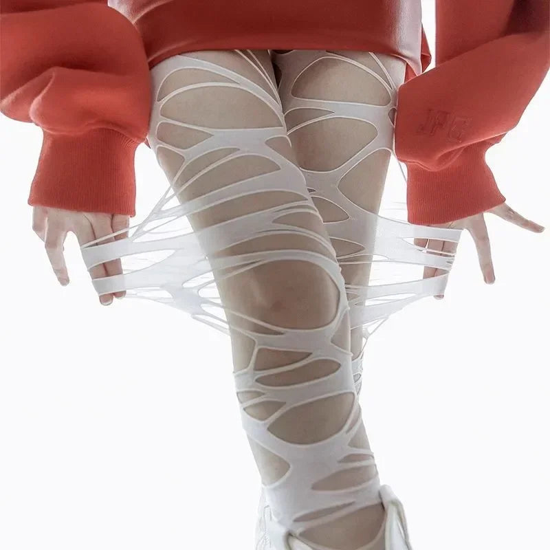 Collant Femme Noir à Trous Gothique