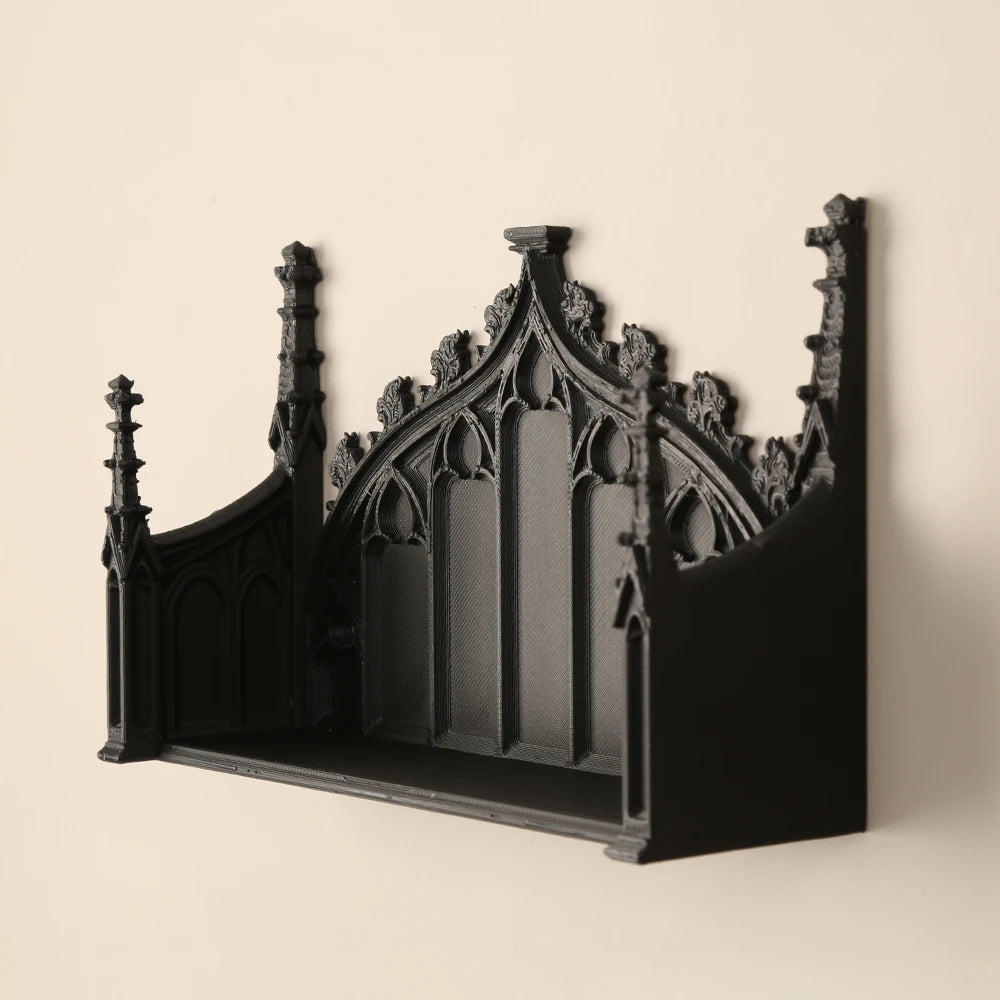 Étagère Murale Gothique Noire à Arcades