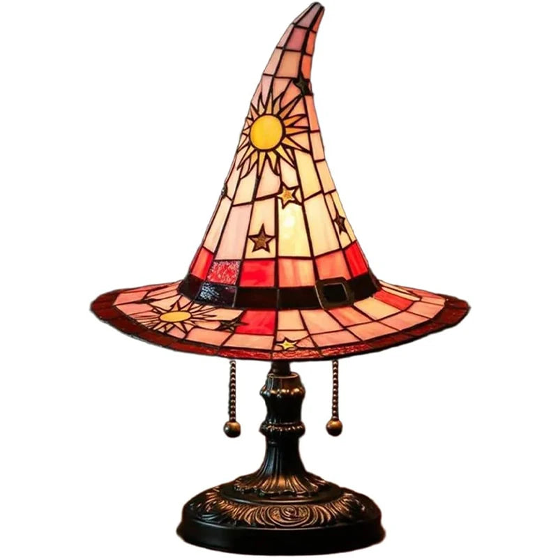 Lampe de Table en Verre Teinté Chapeau de Sorcière