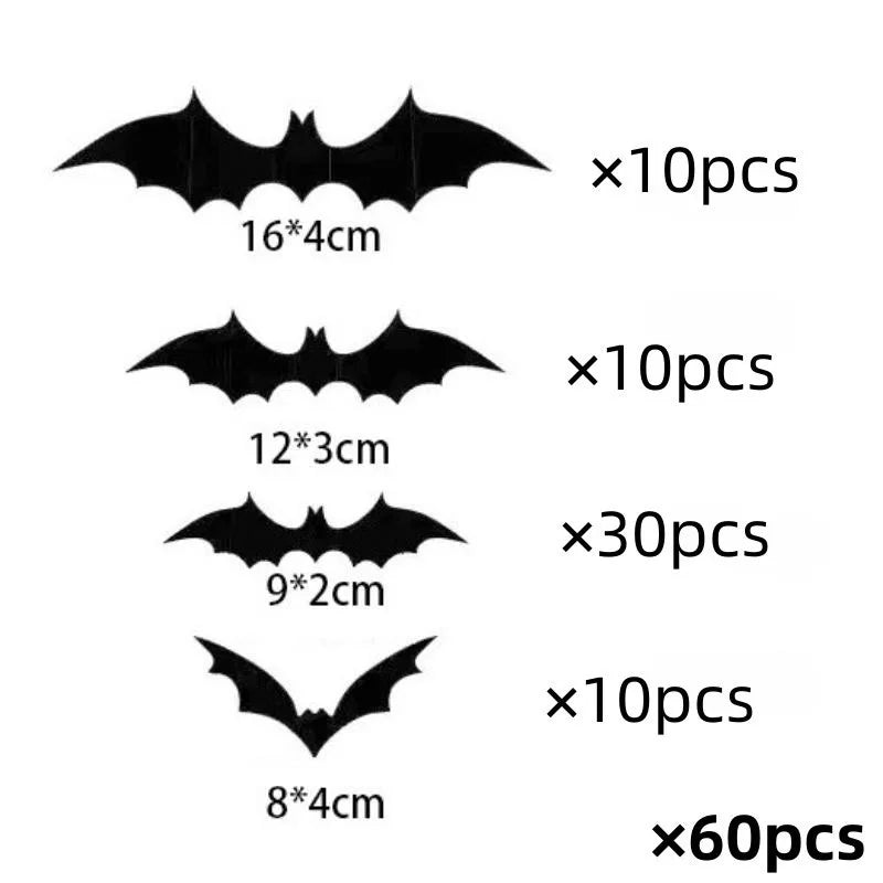 Décorations 3D Chauves-Souris Noires pour Halloween
