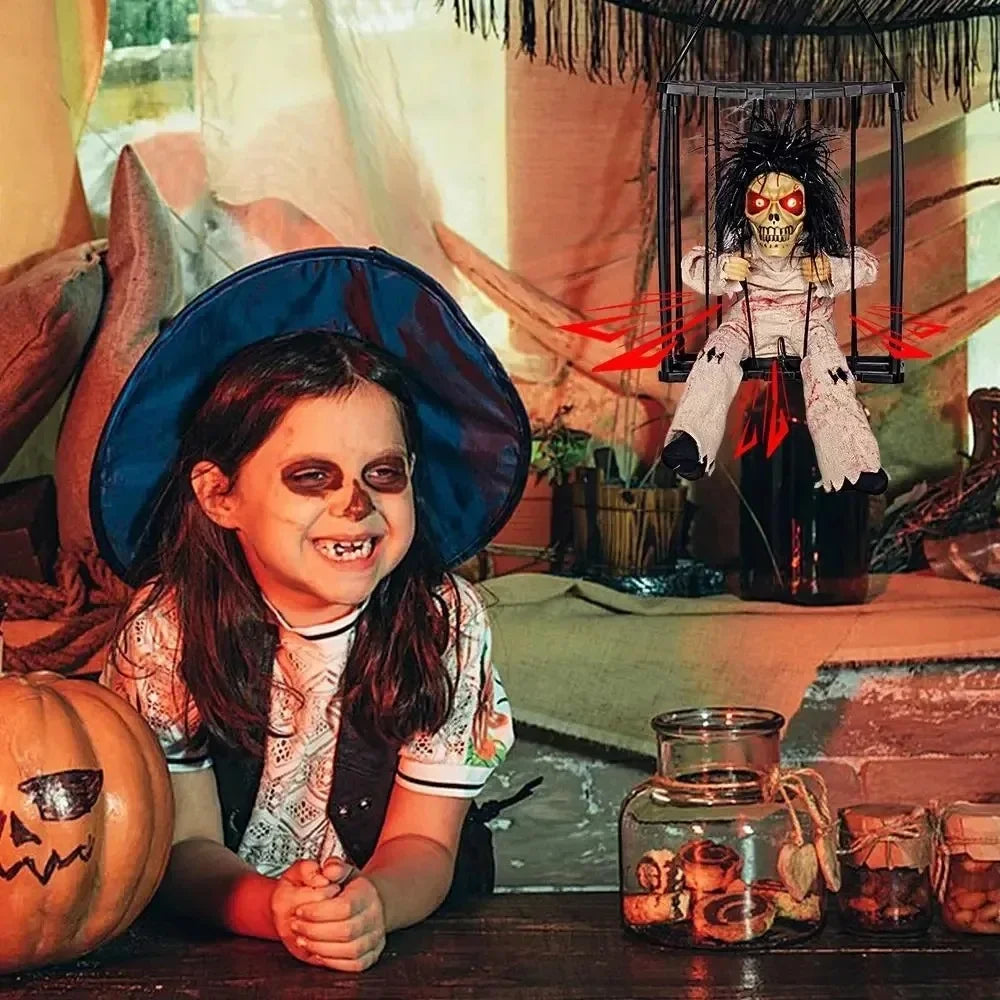 Squelette Prisonnier d'Halloween en Cage Lumineux