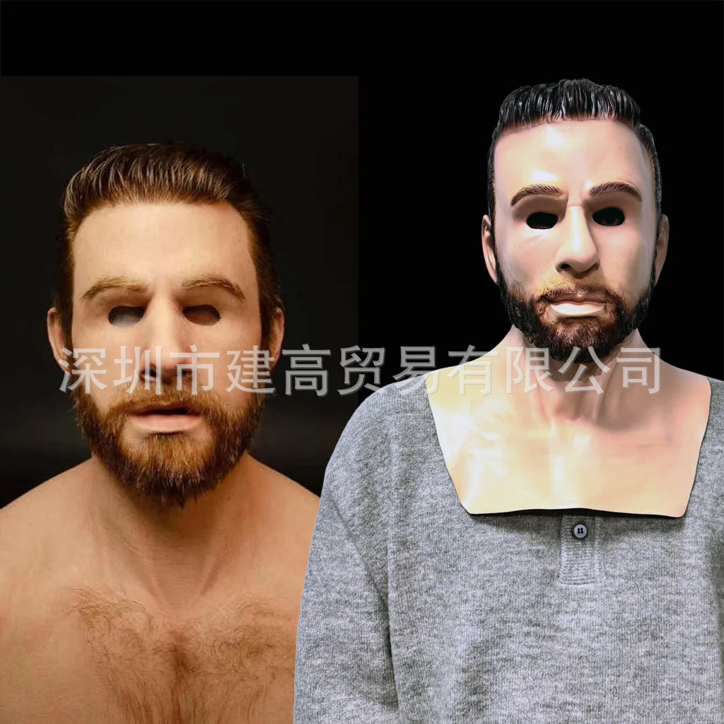 Masque en Silicone Homme Âgé Réaliste Moustache Grise