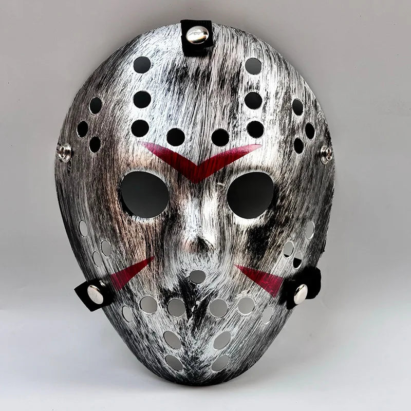 Masque de Hockey Horreur Blanc à Chevrons Rouges