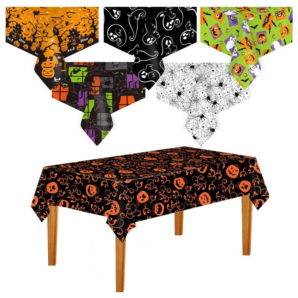 Nappes d'Halloween Rectangulaires en Plastique, Assortiment
