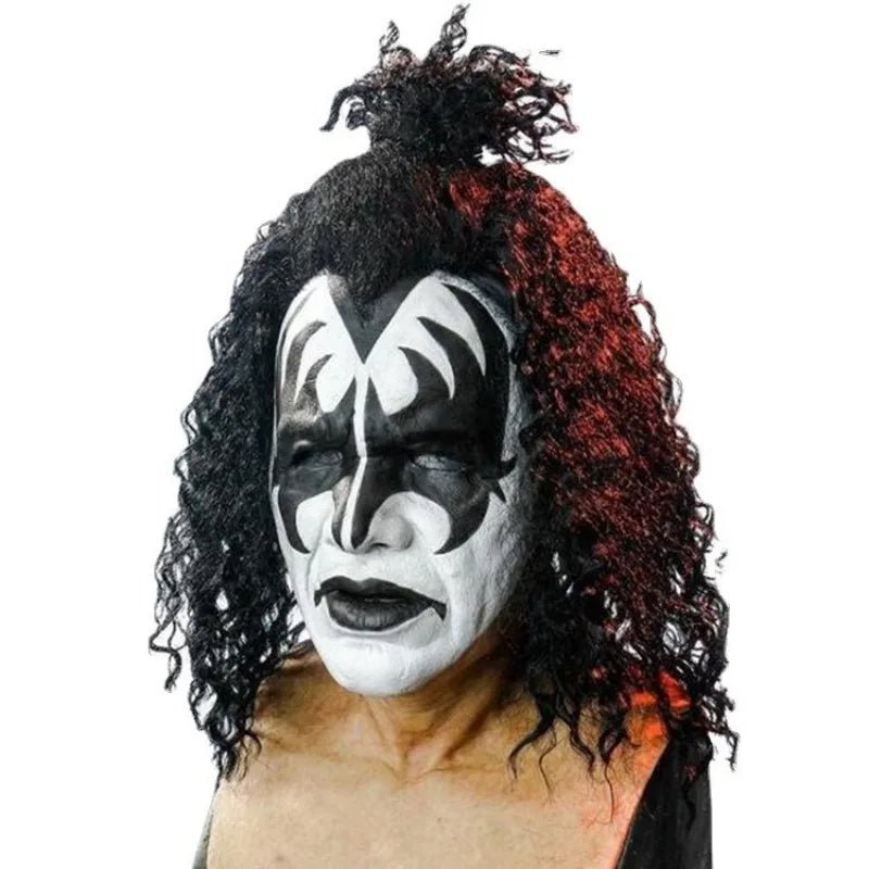 Masque Perruque Le Démon de KISS Noir Rouge