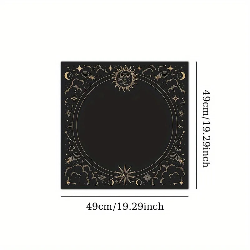 Tapis de Divination Astrologique Noir et Doré