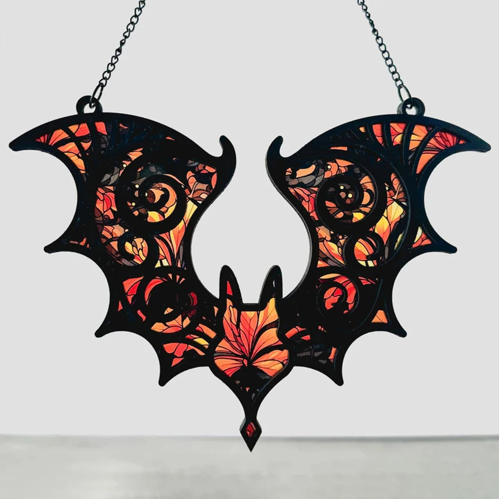 Attrape-Soleil Chauve-Souris aux Motifs Vitrail Vifs