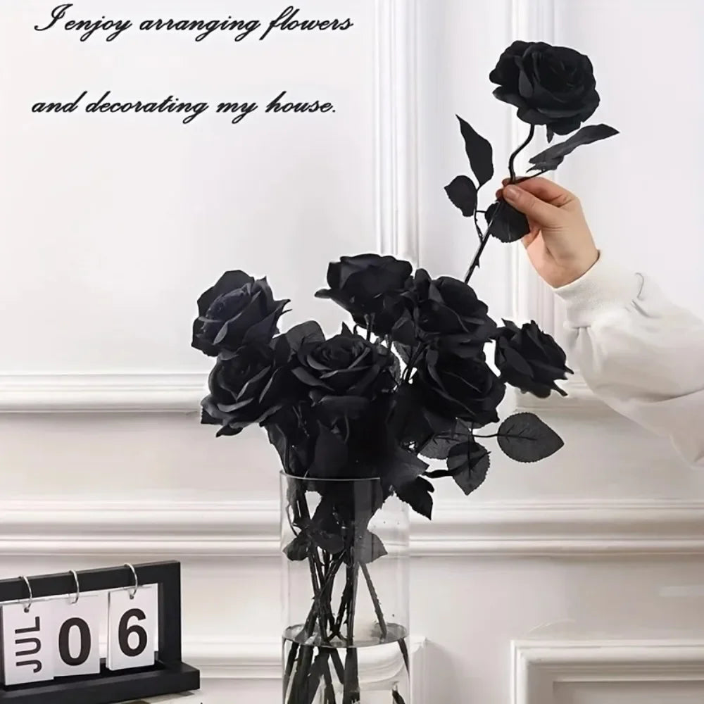 Bouquet de Roses Artificielles Noires Modernes