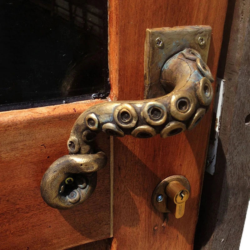 Poignée de Porte en Bronze Antique à Tentacule de Poulpe
